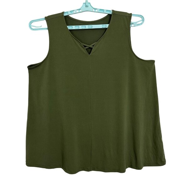 Catherines Womens Plus Size Olive Green Tank Top 1X 18/20W Capsule Foundation - Picture 1 of 7